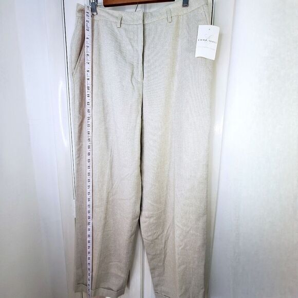 NWT Emma James Cream Khaki Tweed Trousers Pants Sz 16 - Picture 12 of 15